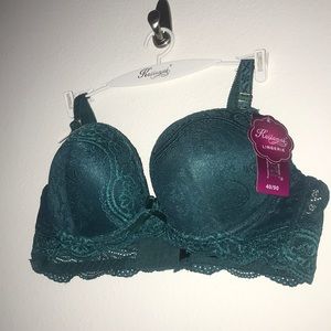 Kaillani dark green lace bra + lace panty nwt